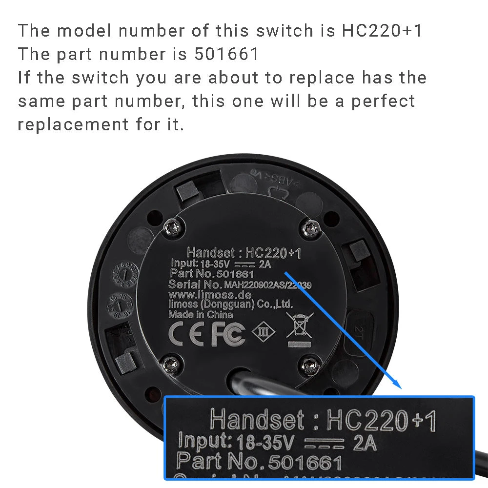 Limoss 501661 HC220+1 2 Button Switch For Recliner Or Lift Chair 5 Limoss 501661 HC220+1 2 Button Switch For Recliner Or Lift Chair - Image 3