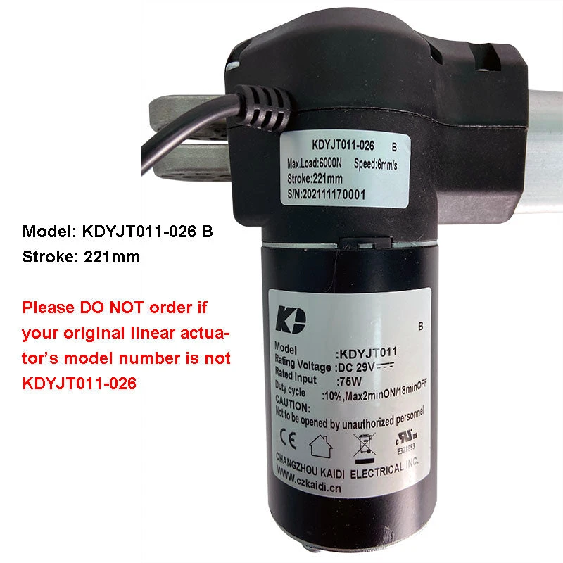 KDYJT011-026 B Kaidi Linear Actuator For Power Recliner Lift Chair 4 KDYJT011-026 B Kaidi Linear Actuator For Power Recliner Lift Chair - Image 2