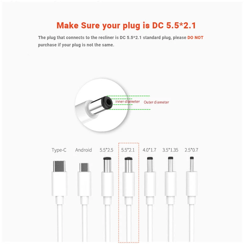 Power Adapter For Recliner Massage System 12V 2A DC5.5*2.1 7 Power Adapter For Recliner Massage System 12V 2A DC5.5*2.1 - Image 5