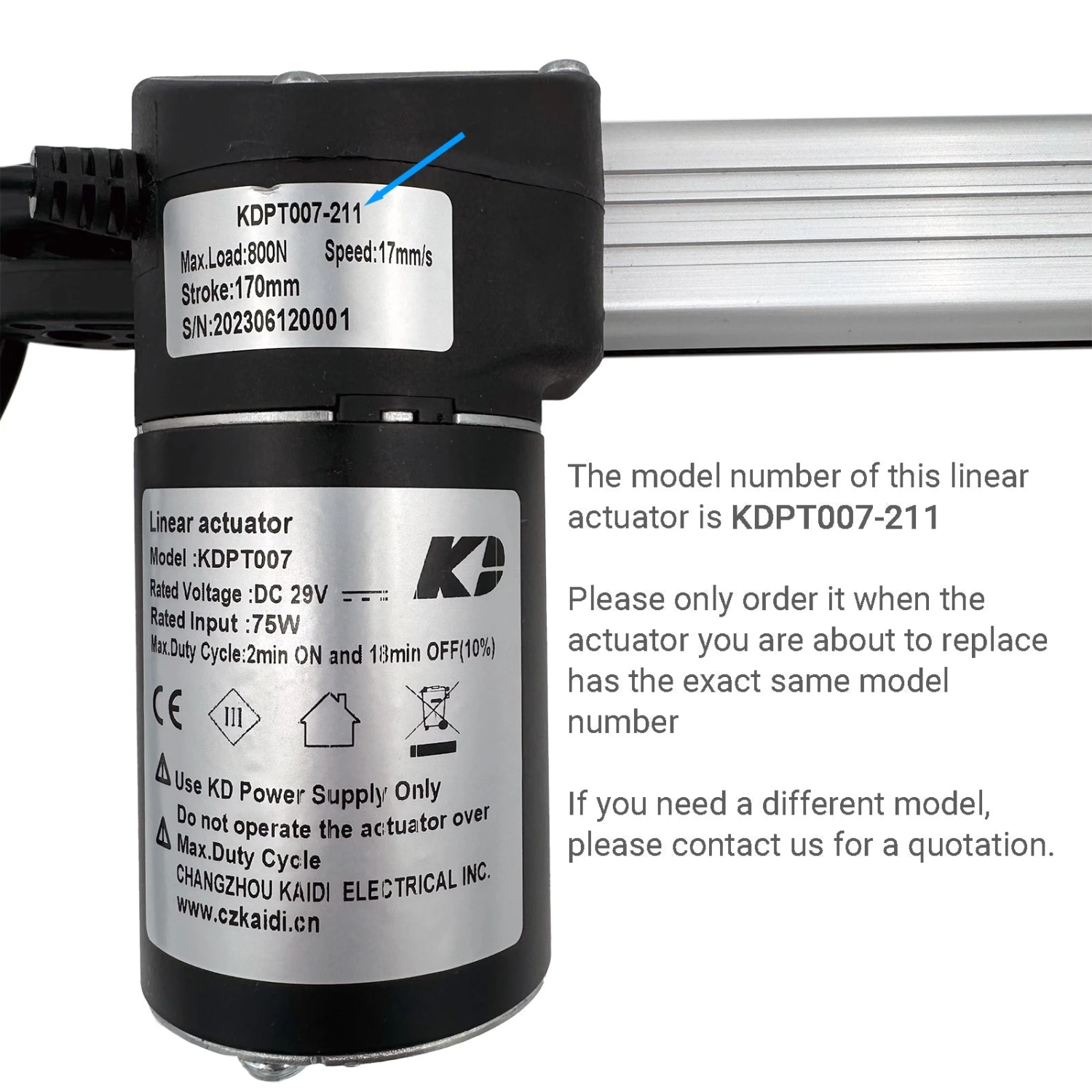 Kaidi KDPT007-211 Linear Actuator Assembly 5 Kaidi KDPT007-211 Linear Actuator Assembly - Image 3